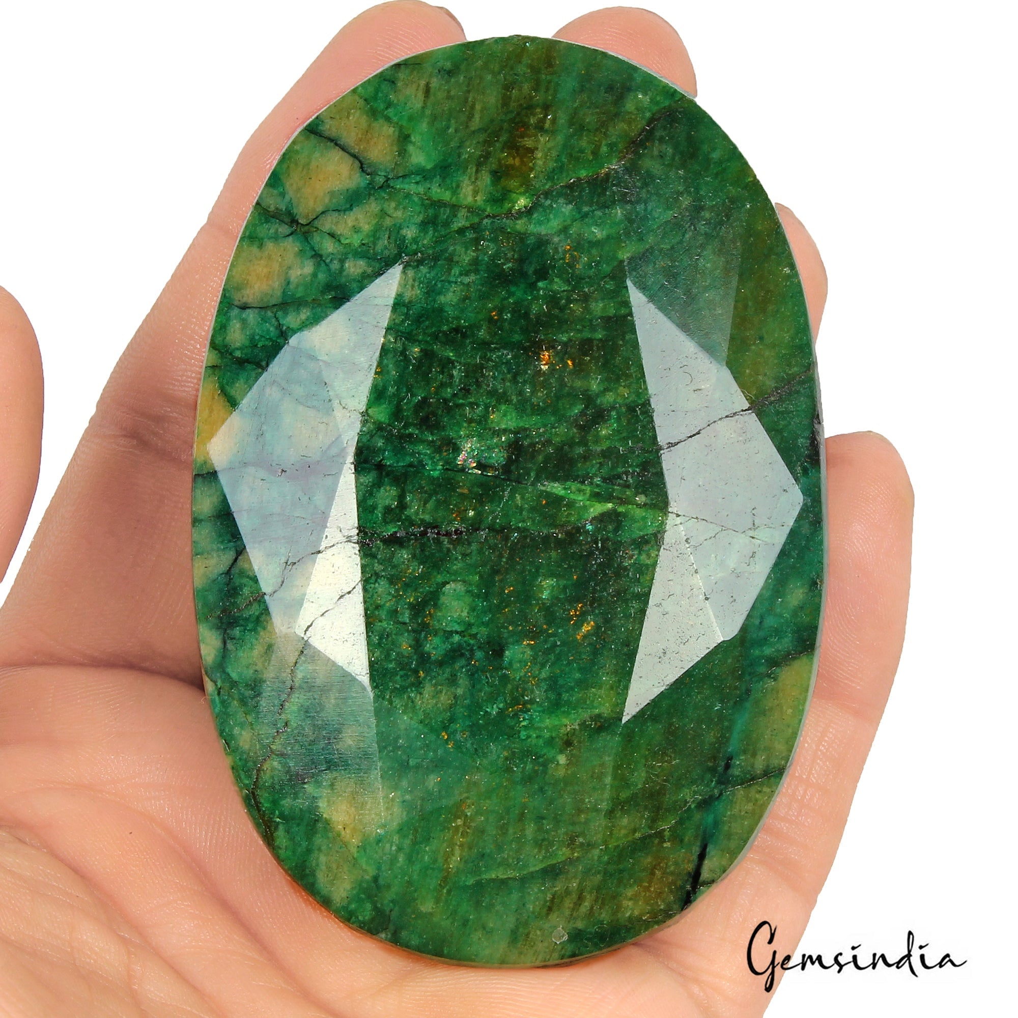 1440 Ct Natural Green Brazilian Emerald Oval Faceted Earth Mined Loose Gemstone