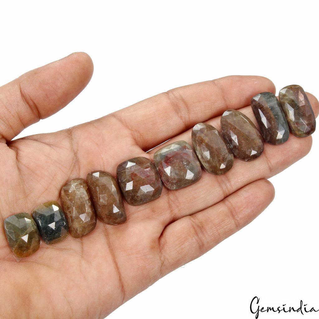 Certified 259 Ct/10 Pcs Natural Brown Sapphire Rose Checker Cut Gems ~5 Pair Lot