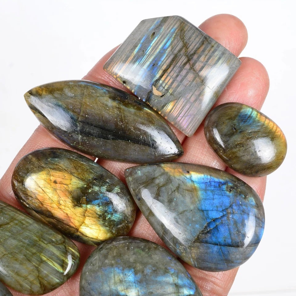 Labradorite Lot, Cabochon, Untreated — 30 Pieces, 24mm to 50mm, 1750 Ct