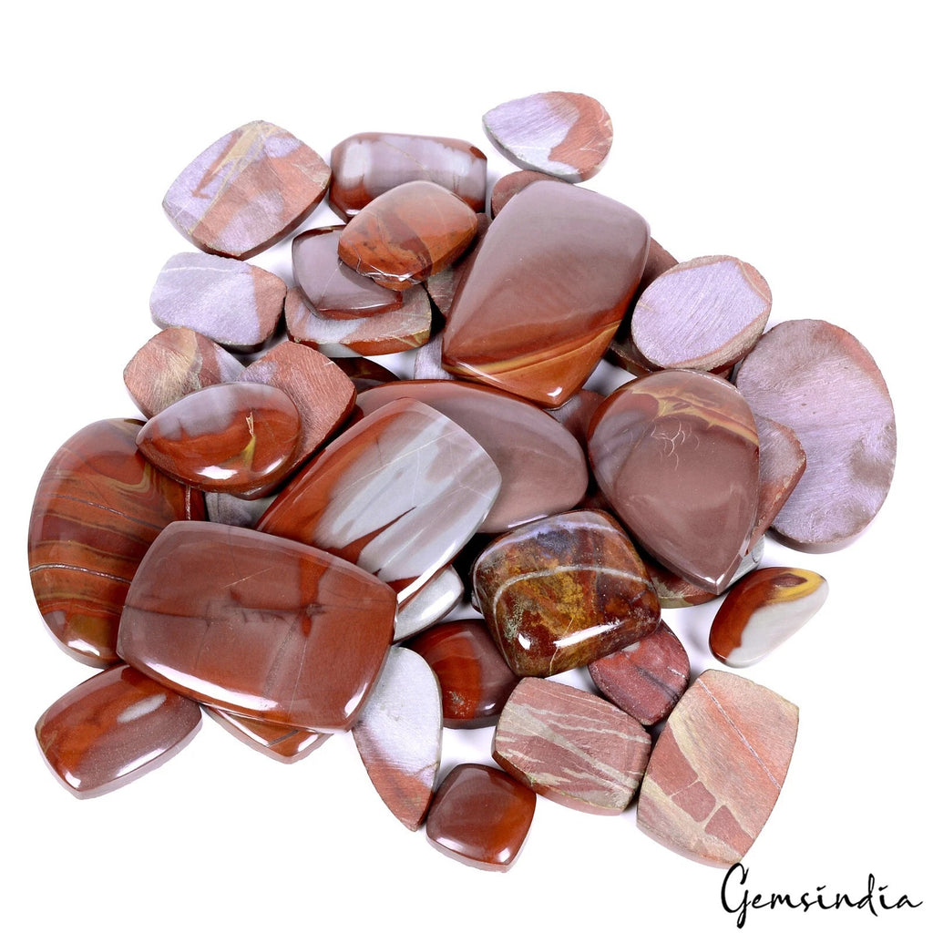 Jasper Lot, Cabochon, Untreated, Bi-Color — 39 Pieces, 14mm to 50mm, 1000 Ct, Madagascar