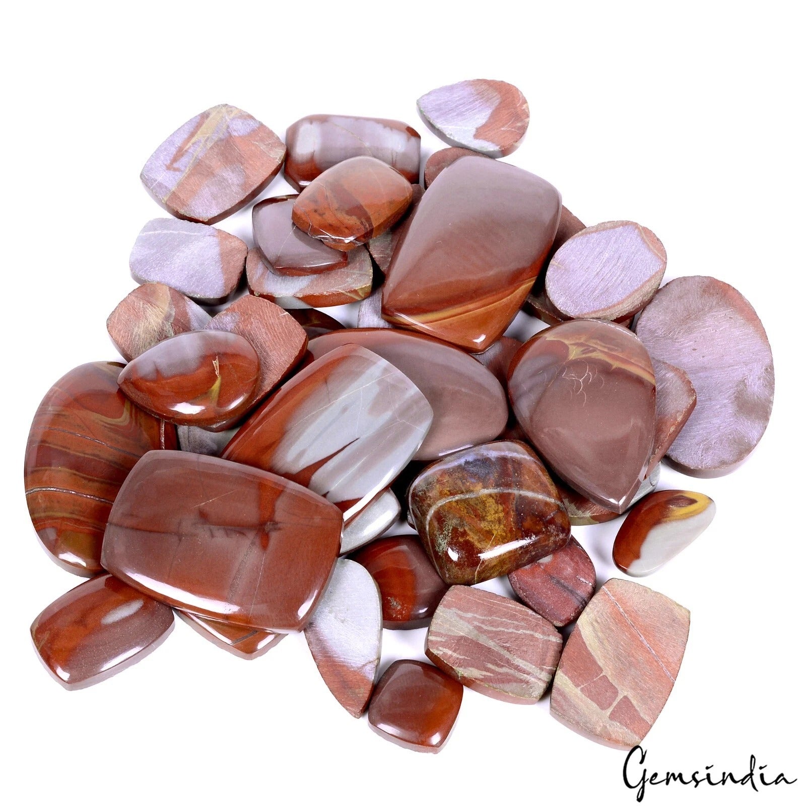 Jasper Lot, Cabochon, Untreated, Bi-Color — 39 Pieces, 14mm to 50mm, 1000 Ct, Madagascar
