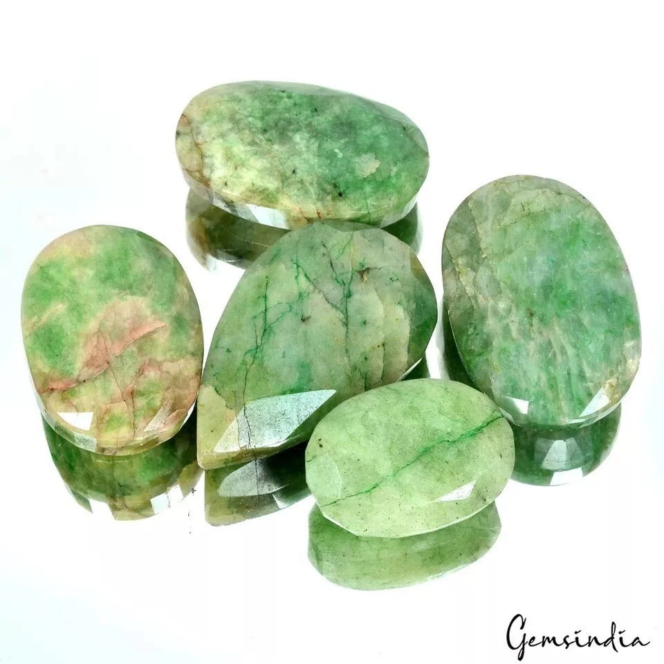 Emerald Lot, Loose Gemstone, Color Enhanced, Green — 5 Pieces, 37mm to 58mm, 1070 Ct, Brazil