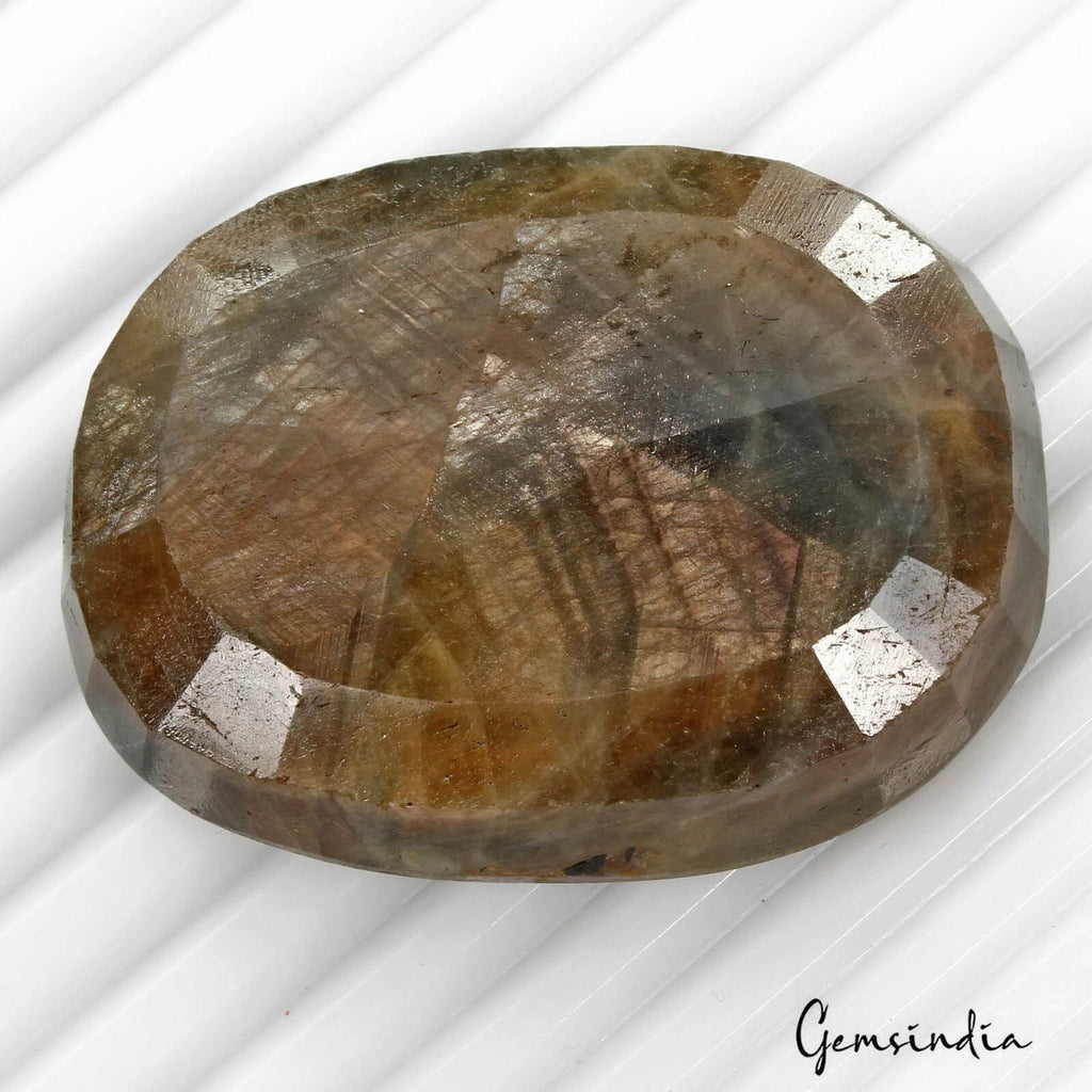 Blue Sapphire Loose Gemstone, Untreated, Brown — 53x40x16mm, 445 Ct, Madagascar