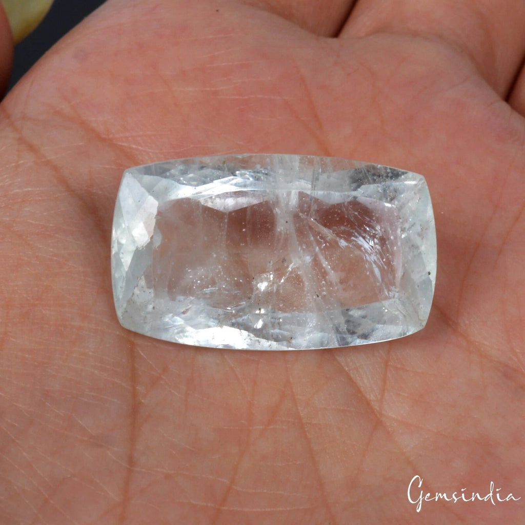 Certified 26.10 Cts Natural Untreated Brazilian Blue Aquamarine Cushion Cut Gem