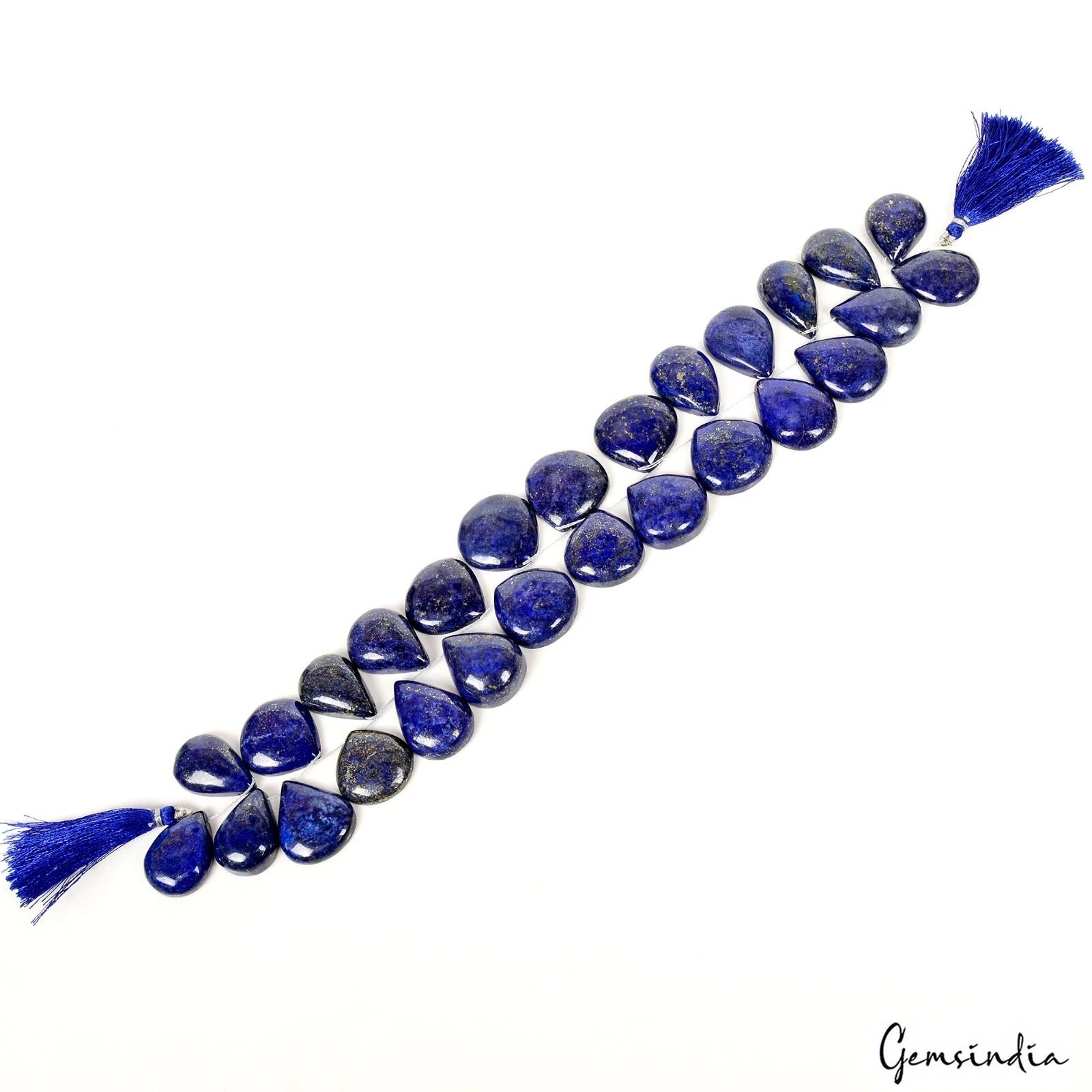 900 Ct/27 Pcs Natural Blue Lapis Lazuli Pear Cab Drilled Bead/Briolette Gems Lot