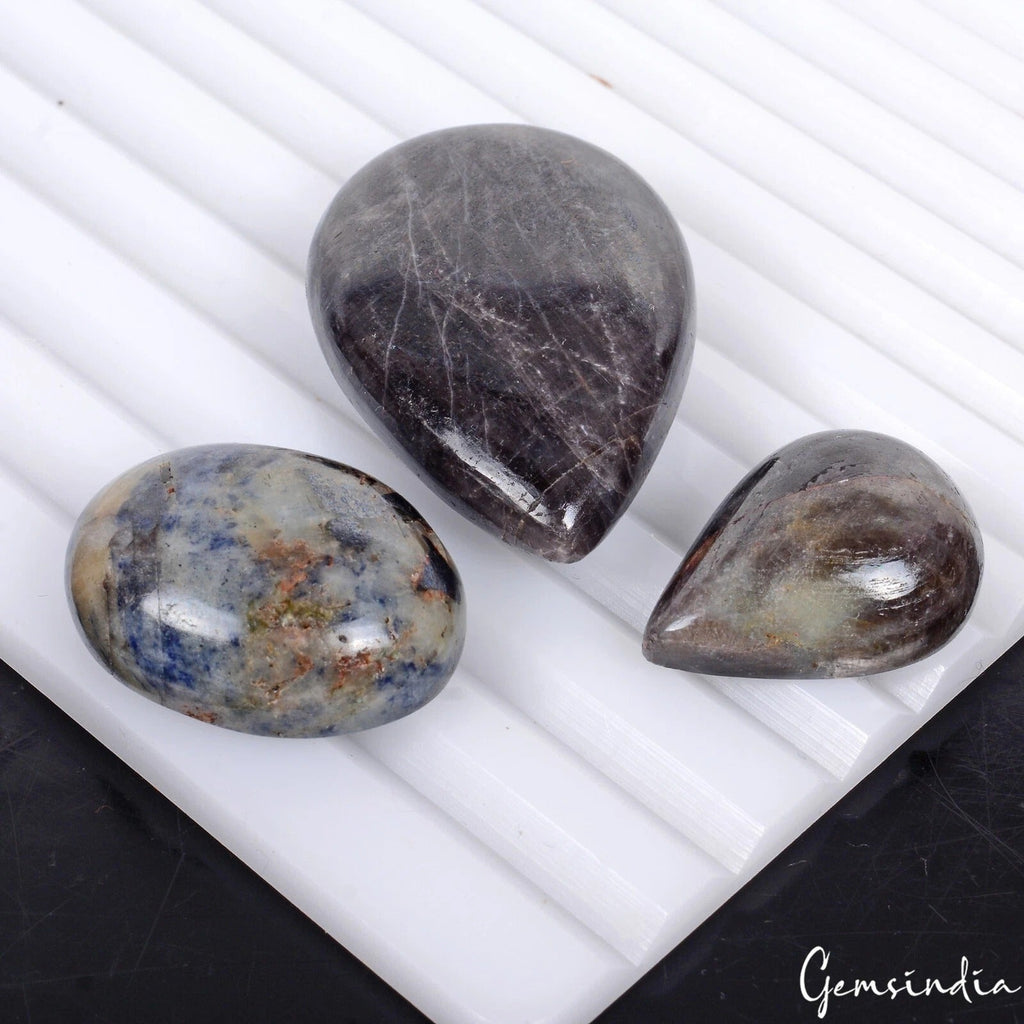 Certified 240 Cts/3 Pcs Natural Untreated Gray Blue Sapphire Mix Loose Gems Lot
