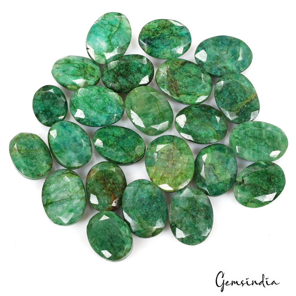 Certified Natural Green Emerald 500 Ct Oval Cut Loose Ring Size Gemstones~23 Pcs