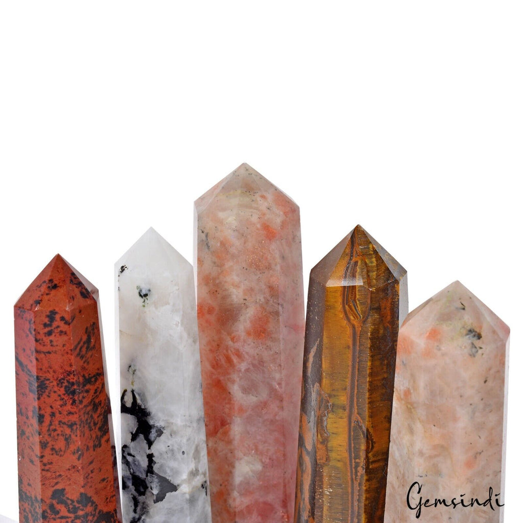 9 Polished Crystal Tower Points Obelisk Wand Healing Multi Gems For Reiki & Grid