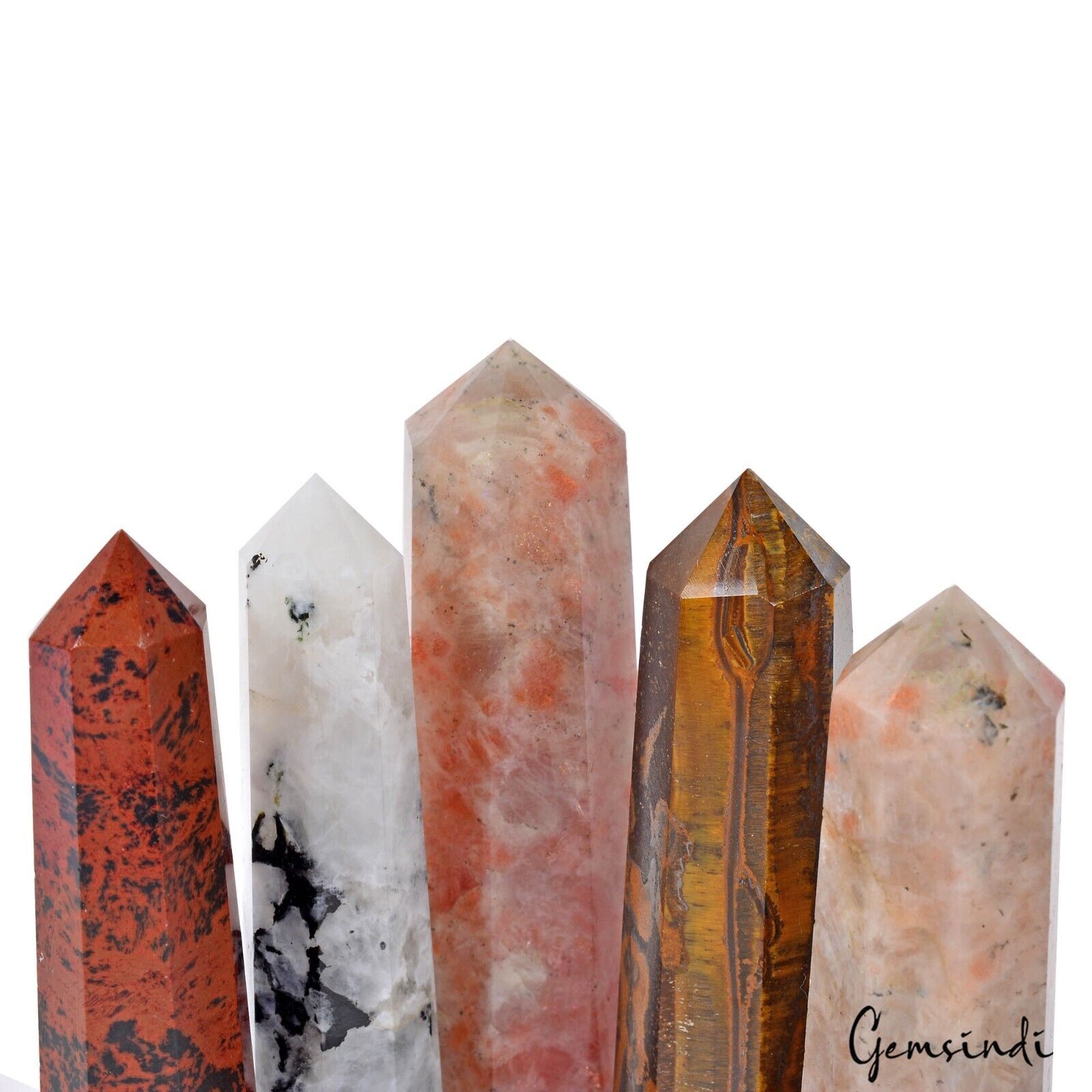 9 Polished Crystal Tower Points Obelisk Wand Healing Multi Gems For Reiki & Grid