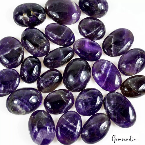 Amethyst Lot, Cabochon, Untreated, Purple — 24 Pieces, 20mm to 26mm, 500 Ct, Uruguay