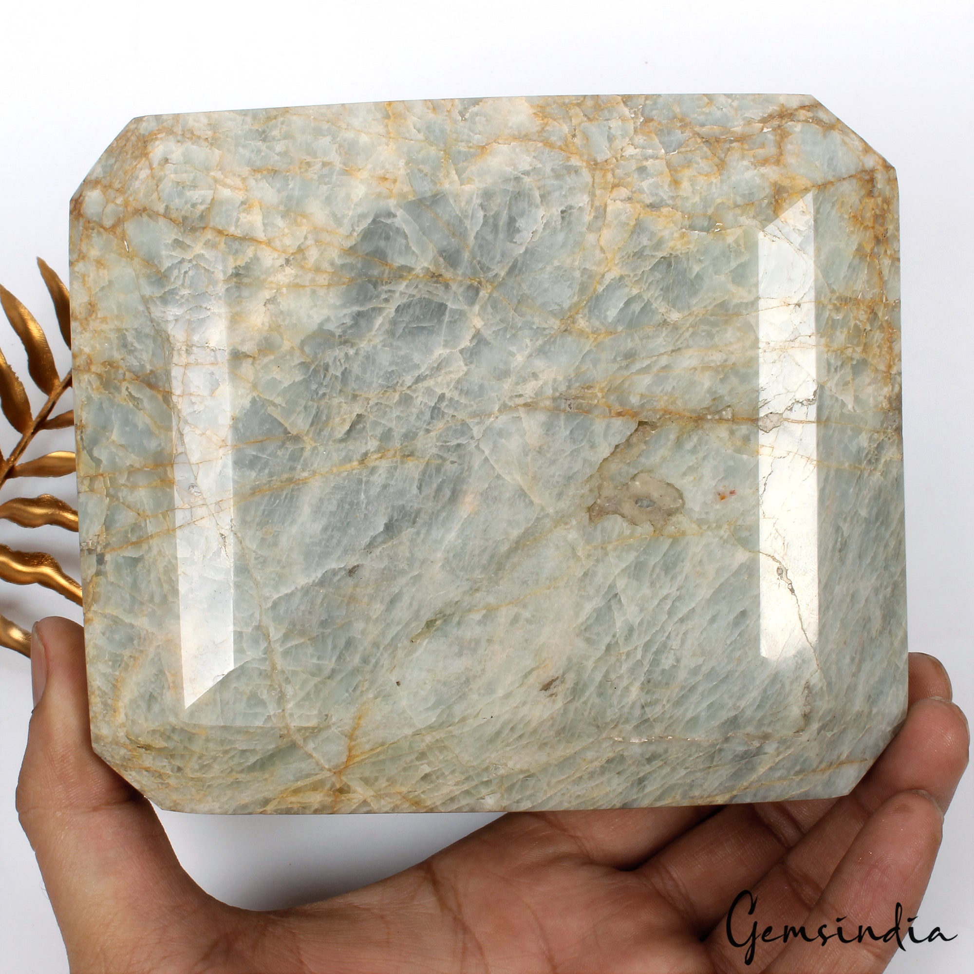 2.8kilo Octagon Cut Natural Gray Green Aquamarine Unheated Brazil Large Gemstone