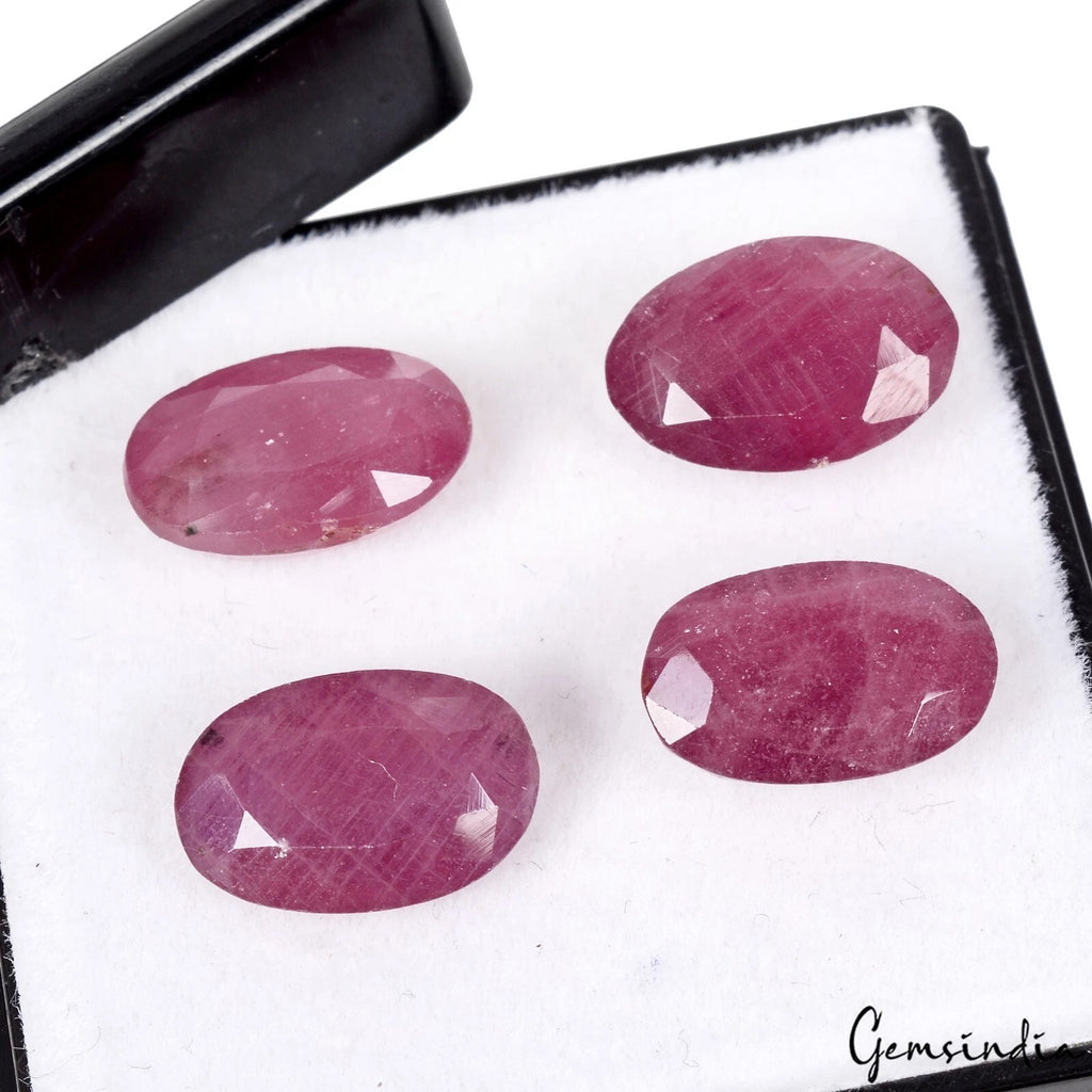 Ruby Lot, Loose Gemstone, Heated, Pink — 4 Pieces, 12mm, 20.60 Ct, Mozambique