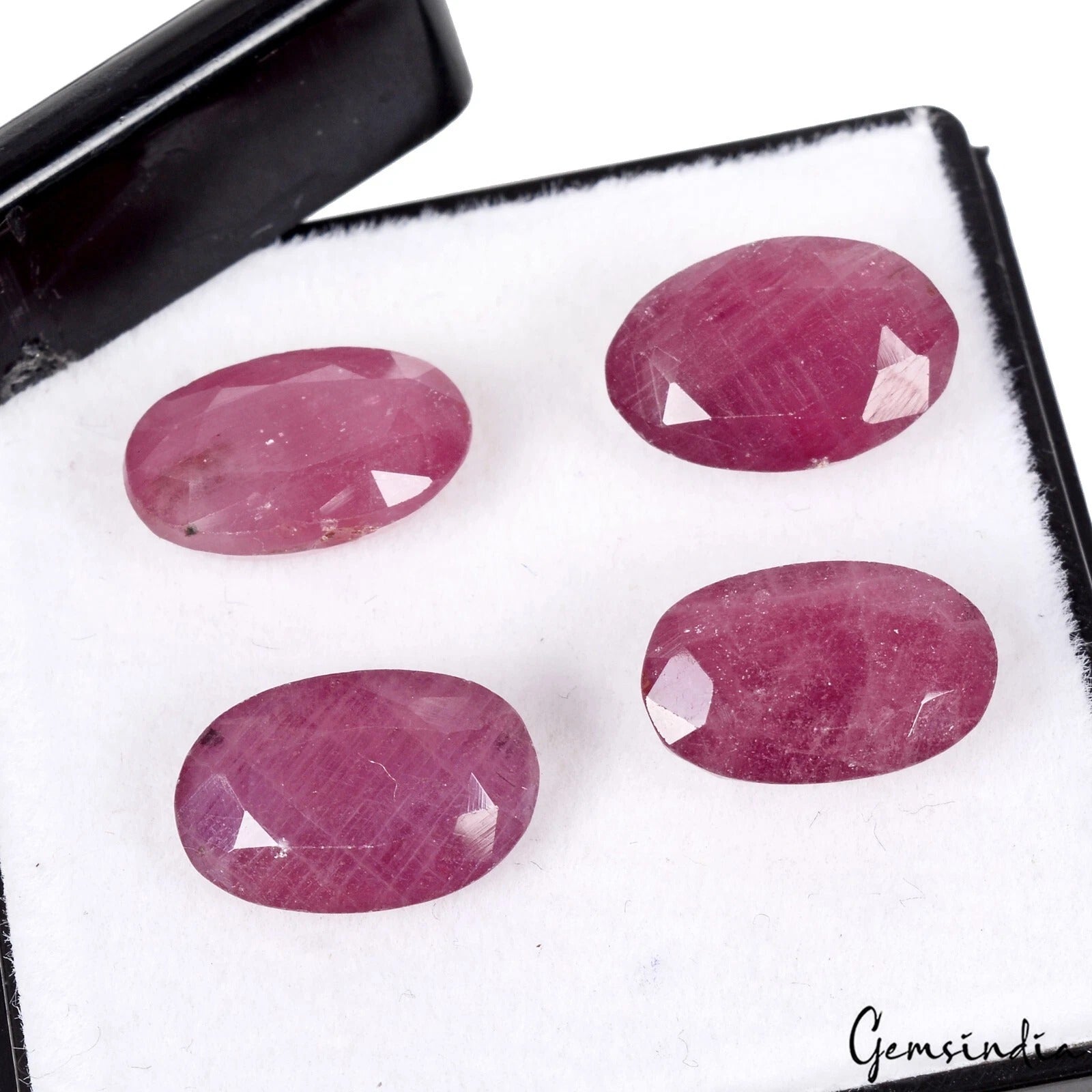 Ruby Lot, Loose Gemstone, Heated, Pink — 4 Pieces, 12mm, 20.60 Ct, Mozambique