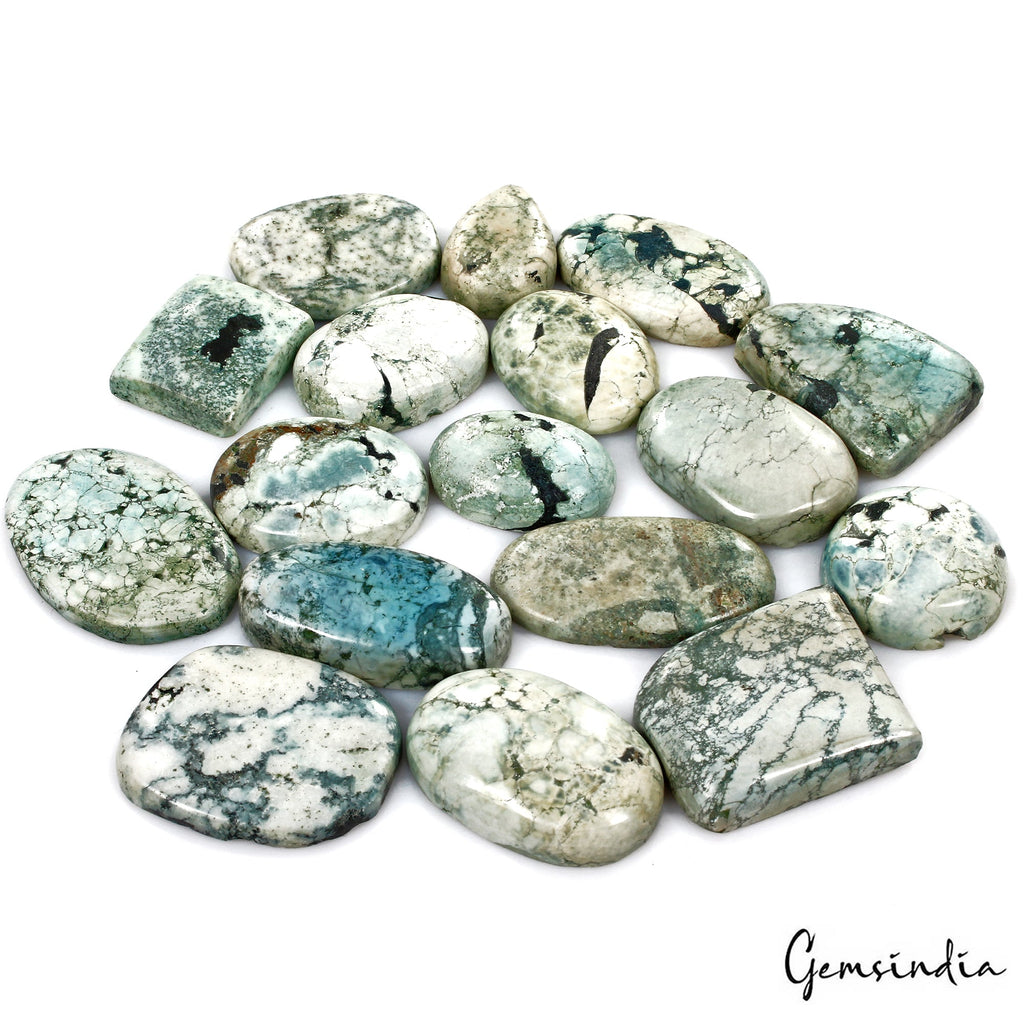 720 Cts/17 Pcs Natural Blue Turquoise Mix Cab 24mm-28mm Loose Wholesale Gems Lot