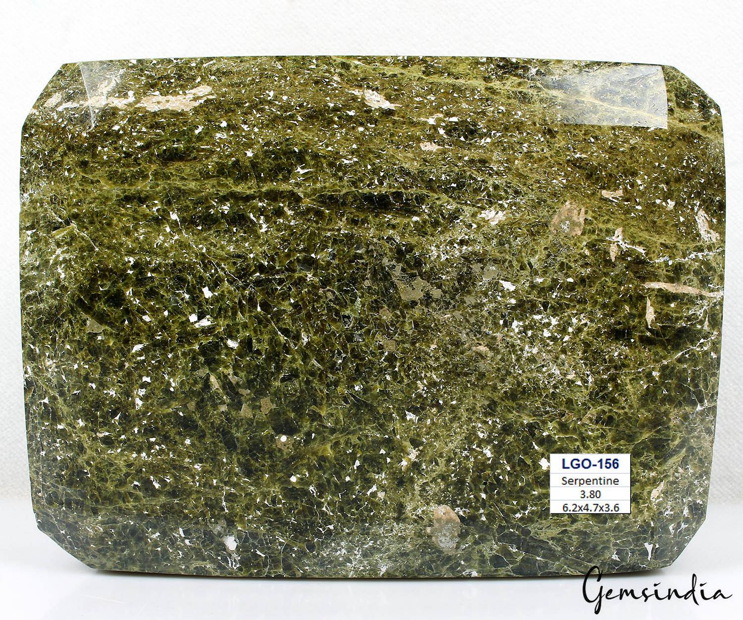 3.8 kilo Natural Serpentine Gemstone Massive Octagon Cut Polished Green Specimen