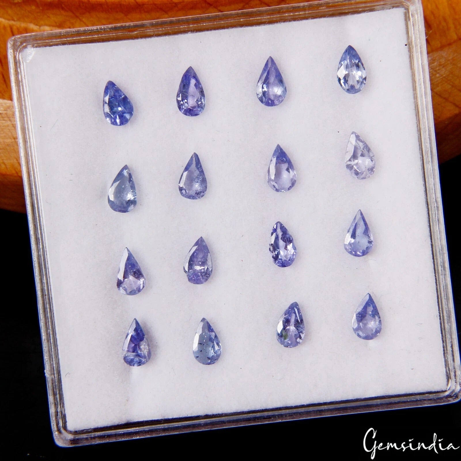 2.90 Ct/16 Pcs Natural Untreated Blue Tanzanite Pear Calibrated 5x3mm Loose Gems