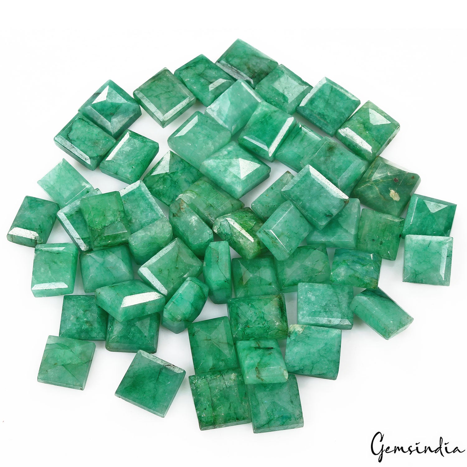 Emerald Lot, Loose Gemstone, Color Enhanced, Green — 55 Pieces, 14mm to 19mm, 800 Ct, Brazil