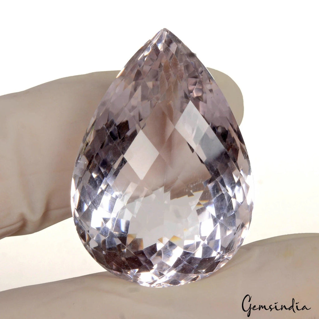 VVS 80.60 Ct Natural Amethyst Unheated 34mmx24mm Pear Cut Dazzling Huge Gemstone