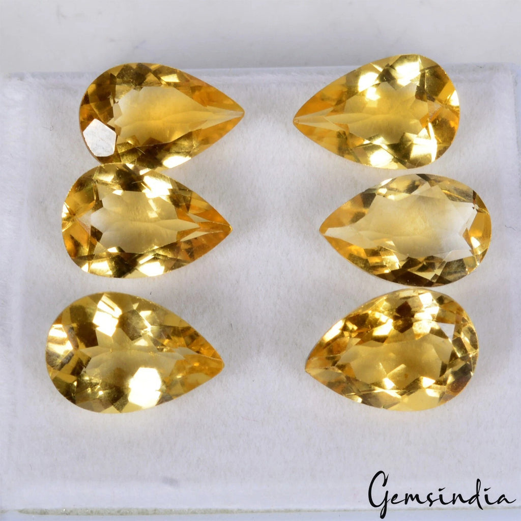 Citrine Loose Gemstone, Pear Cut, Untreated — 12x8mm, 15.10 Ct, Brazil