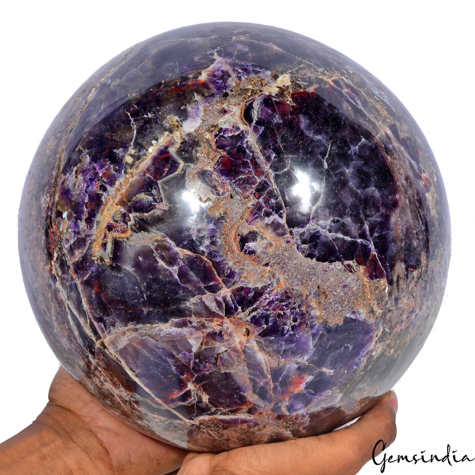 X Large 19.8 Kilo Natural Amethyst Crystal Mineral Sphere Gem /Home Decor~9.5"