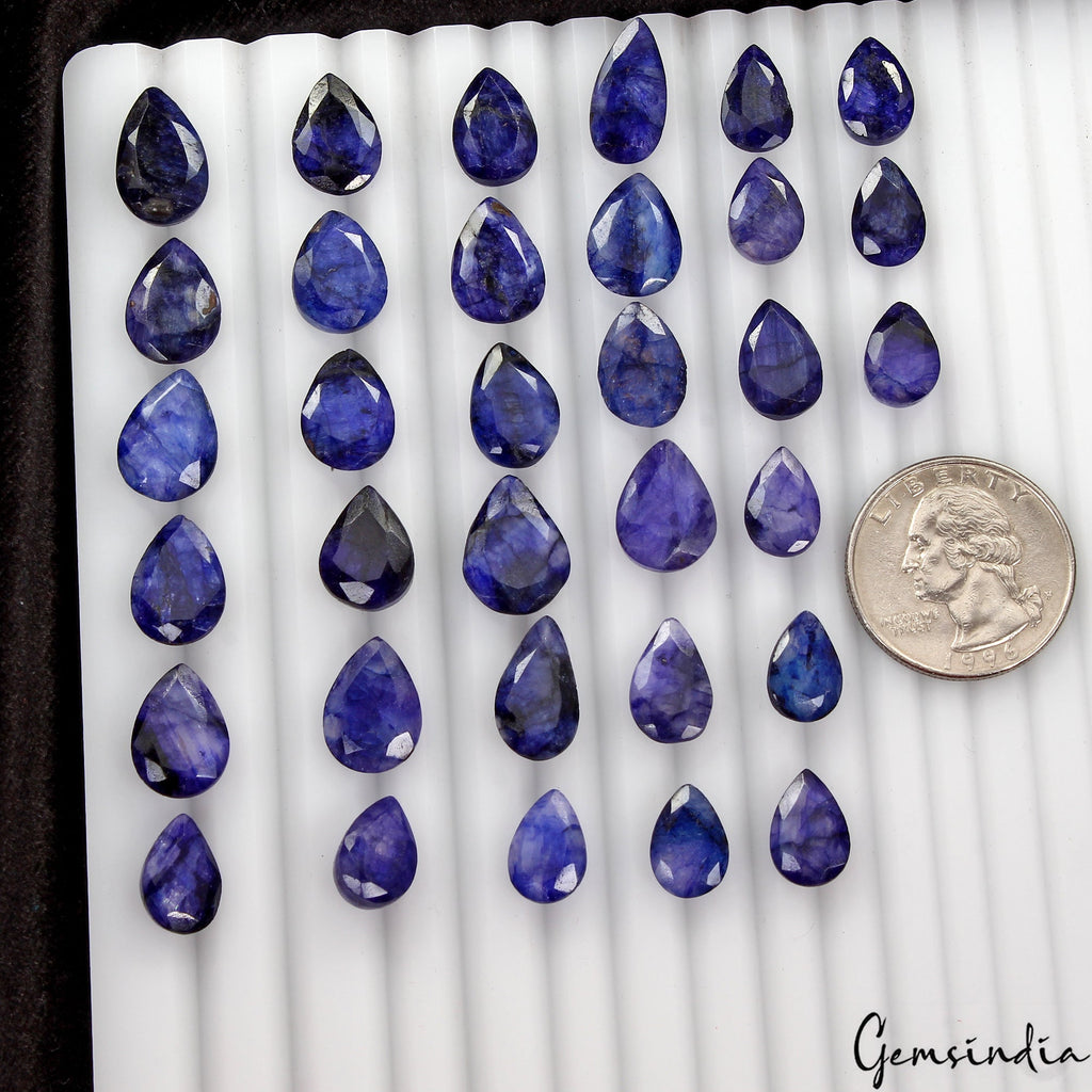 140 Ct Natural Top Quality Blue Beryl Pear Cut Loose Gemstones For Jewelry 33 Pc