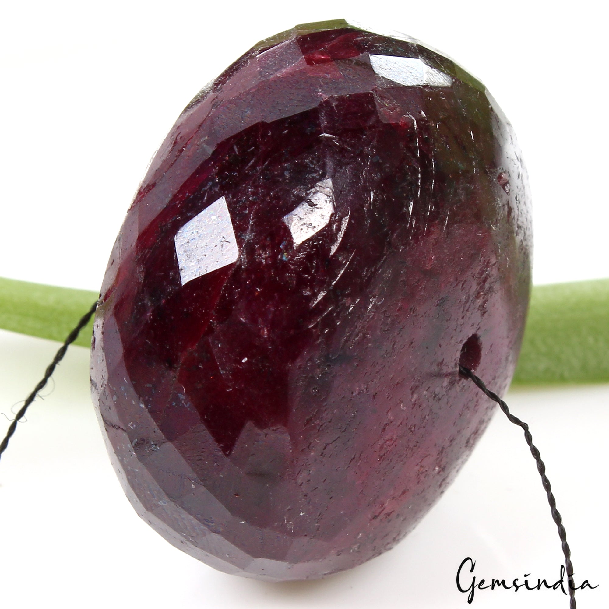 Giant Size 360 Cts Natural Earth Mined Ruby Gem Round Cut Bead Certified 38x24mm