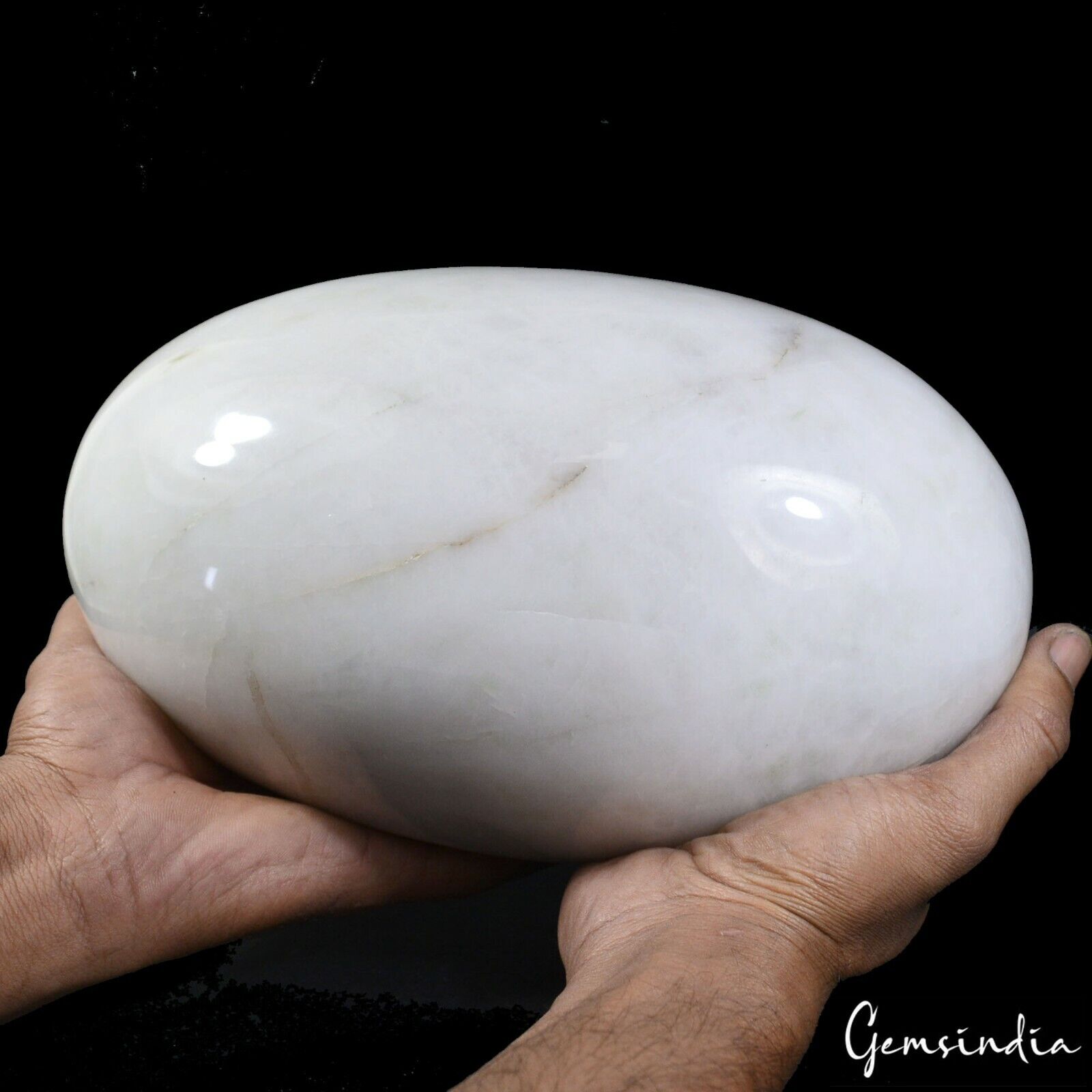 Big 8.2 Kilo Natural White Calcite Crystal Healing Mineral Egg Cabochon Gemstone