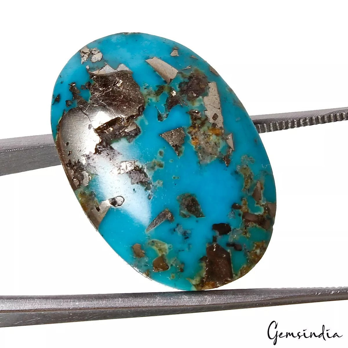 33.80 Cts Natural Untreated Copper Blue Turquoise(Firoza)Oval Cab Loose Rare Gem
