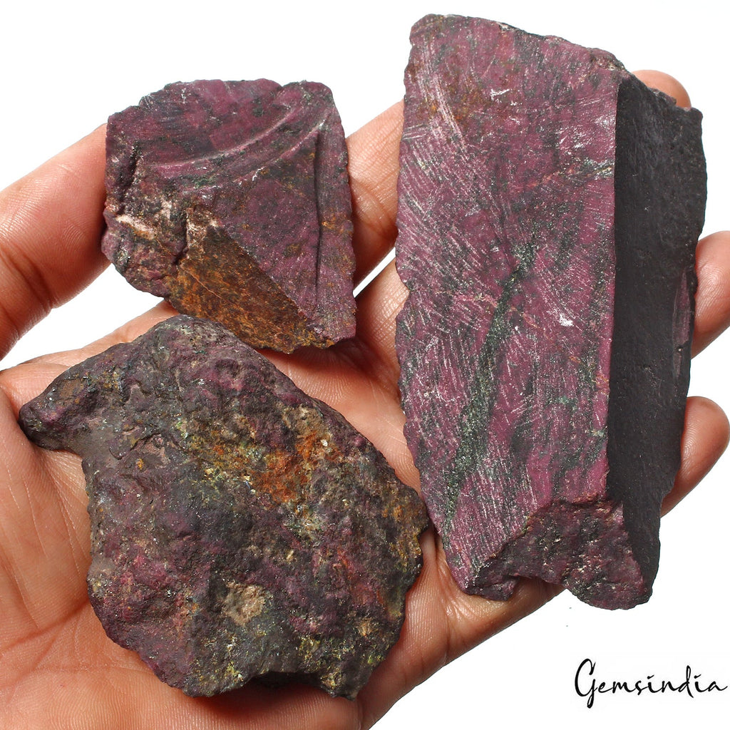Certified 1600 Ct/4Pcs Natural Untreated Red Ruby Raw Uncut Rough Wholesale Gems