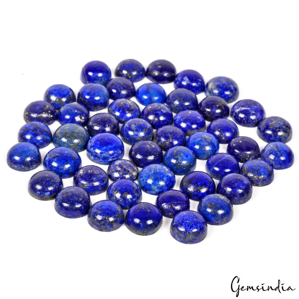 269.80 Cts/40 Pcs Natural Blue Lapis Lazuli Round Cab Loose Gems Lot For Jewelry