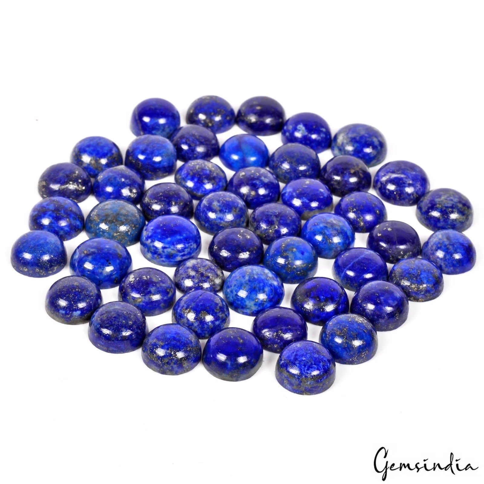 269.80 Cts/40 Pcs Natural Blue Lapis Lazuli Round Cab Loose Gems Lot For Jewelry
