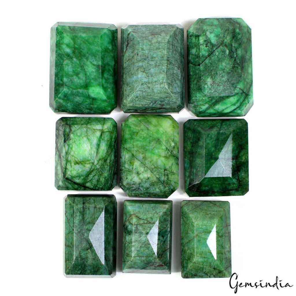 2500 Cts/9 Pcs Natural Green Brazilian Emerald Octagon Cut Loose Wholesale Gems