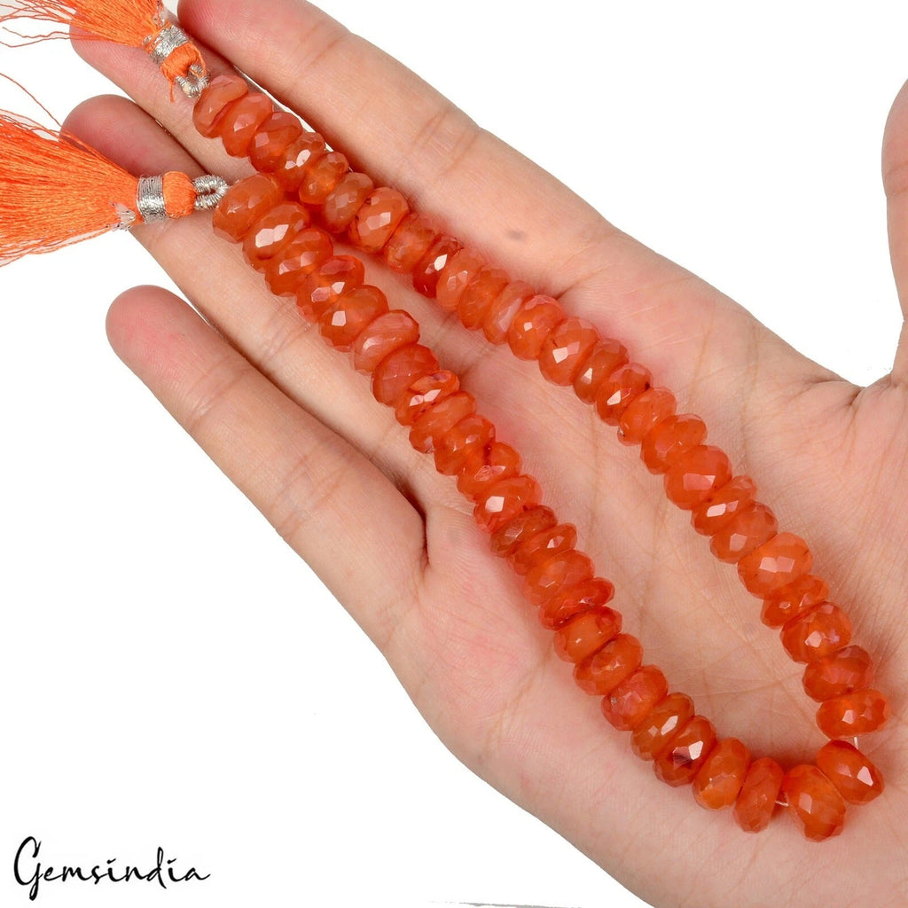 226.80 Cts Natural Untreated Orange Carnelian Round Cut Loose Beads 10" Strand
