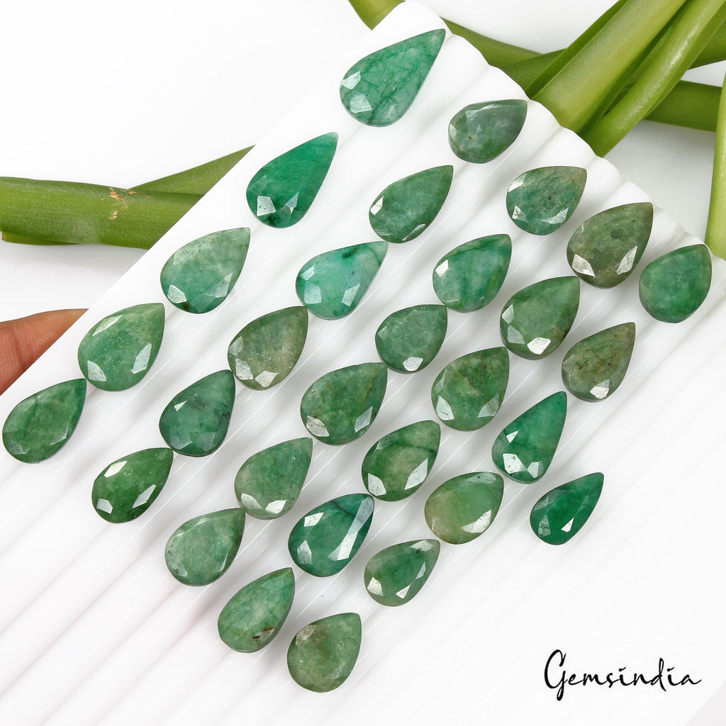 268.80 Ct/30 Pcs Natural Brazilian Green Emerald Pear 11mm-17mm Gems For Jewelry
