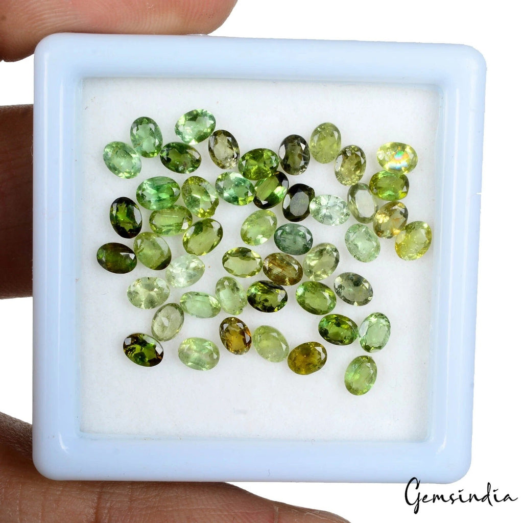 7.30 Ct/47 Pcs Natural Mint Green Color Tourmaline Oval Calibrated 4x3mm Gem Lot