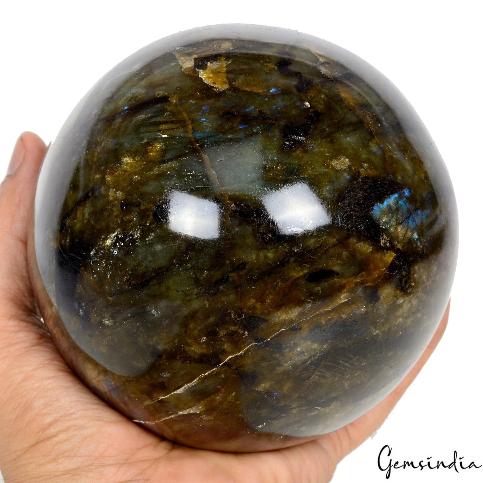 Labradorite Sphere, Blue — 4.7 Inch in diameter, 2.658 Kg (13290 Ct)