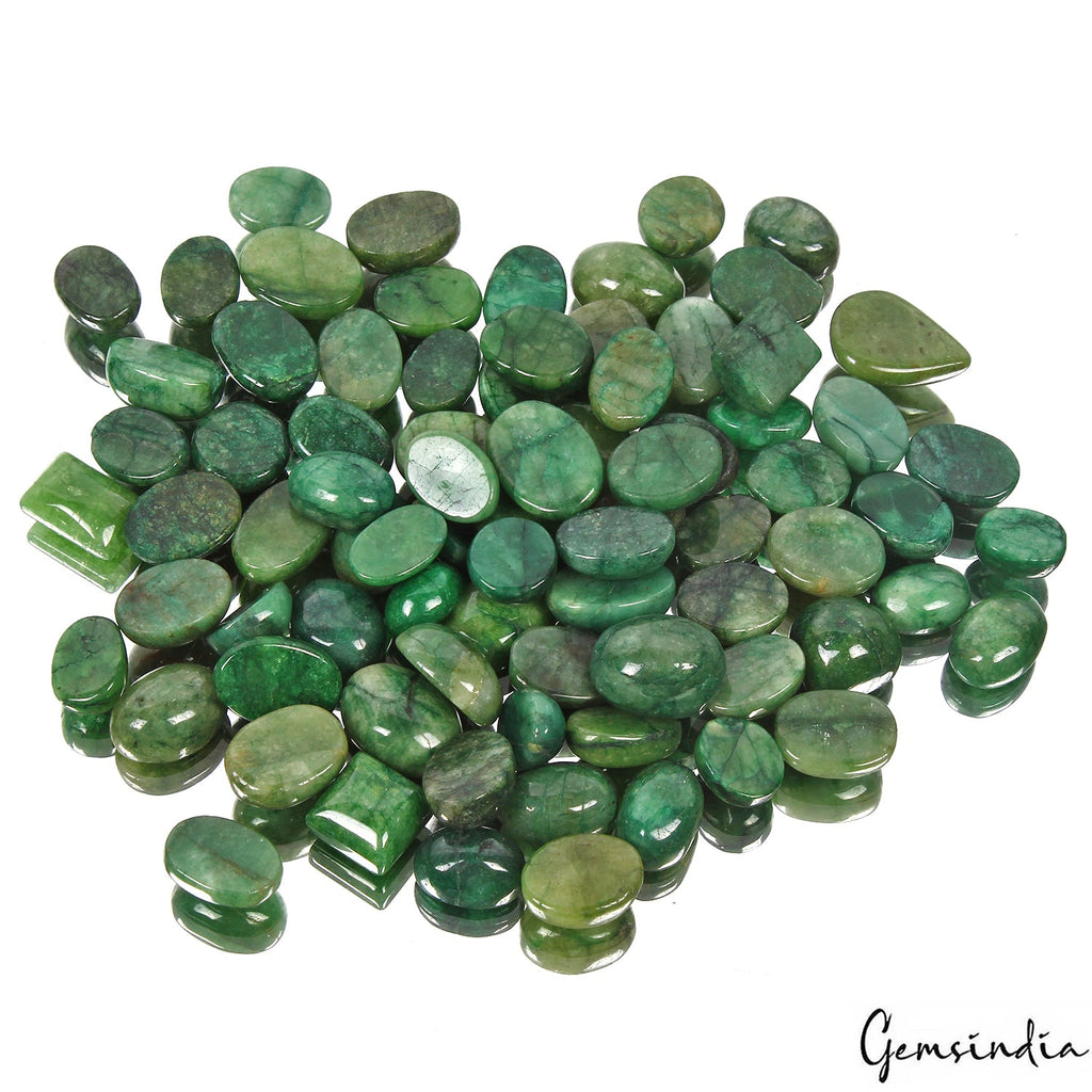 880 Cts/81 Pcs Natural Brazilian Dark Green Emerald Mix Cab Loose Wholesale Gems