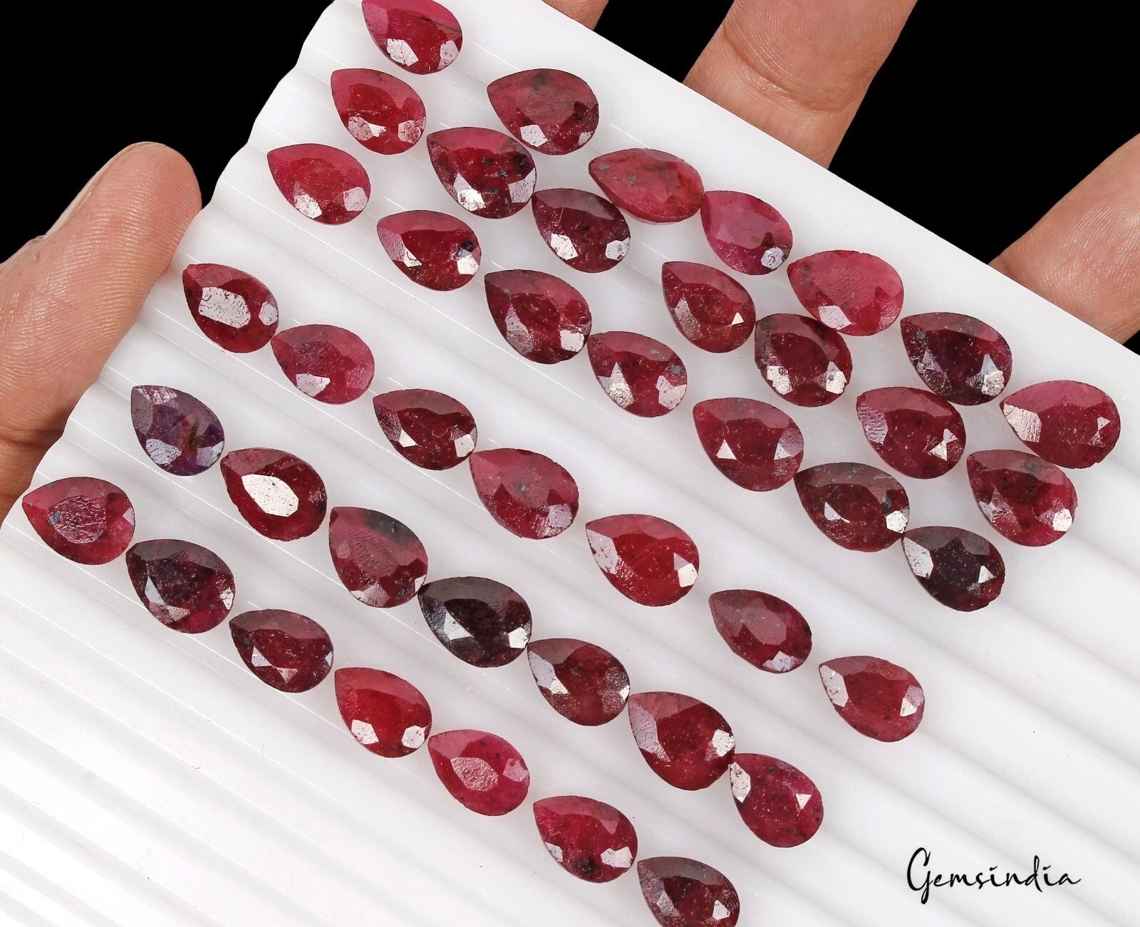 Ruby Lot, Loose Gemstone, Color Enhanced, Red — 42 Pieces, 11mm to 13mm, 230.00 Ct, Madagascar