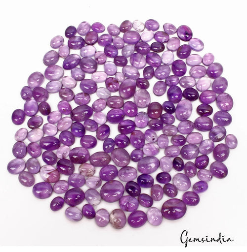 Amethyst Lot, Cabochon, Untreated, Purple — 165 Pieces, 9mm to 13mm, 500 Ct