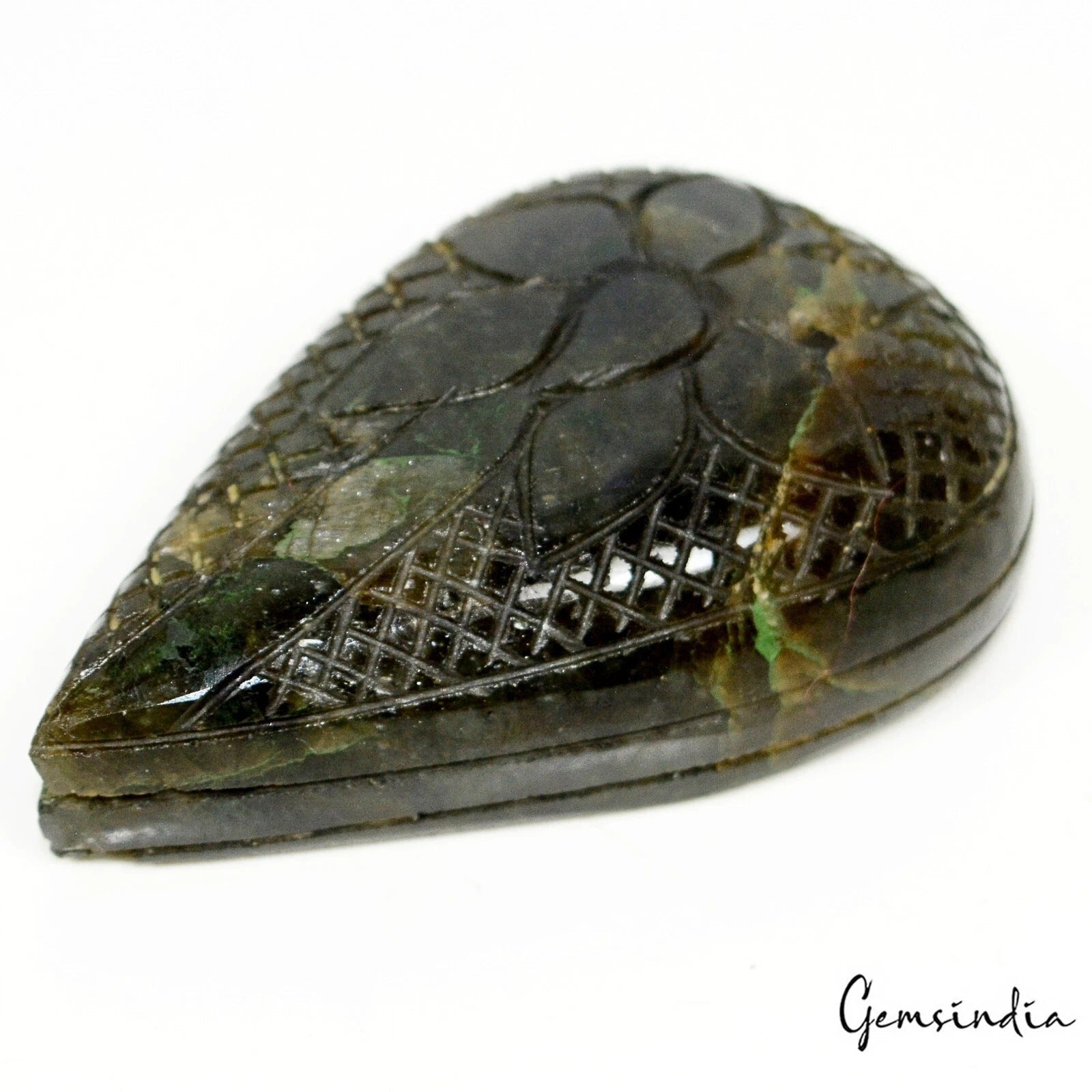 470 Ct Natural Labradorite Pear Carving Museum Size Loose Gemstone For Jewelry