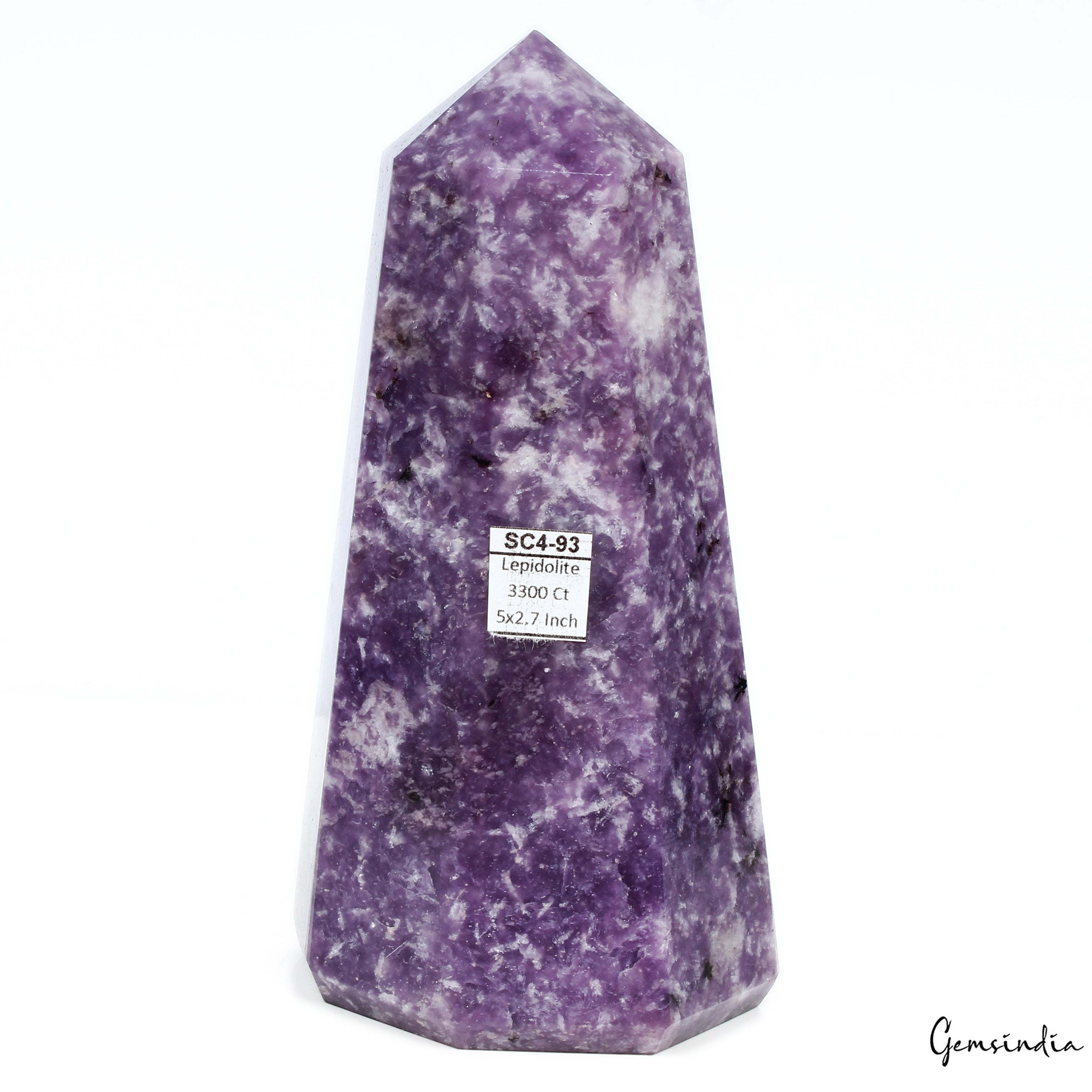 3300 Ct/5 In Natural Lepidolite Obelisk Crystal Tower Point Reiki Healing Decor