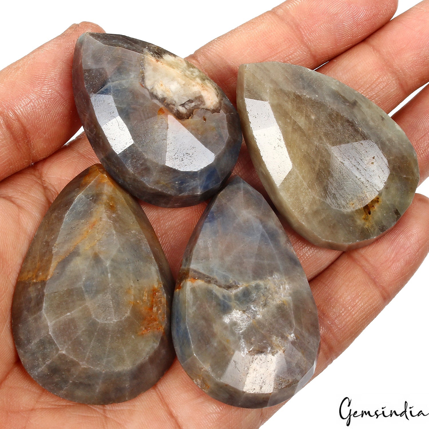 1060 Ct/4 Pcs Natural Brown/Blue Sapphire Pear Cut Loose Untreated Gemstones Lot