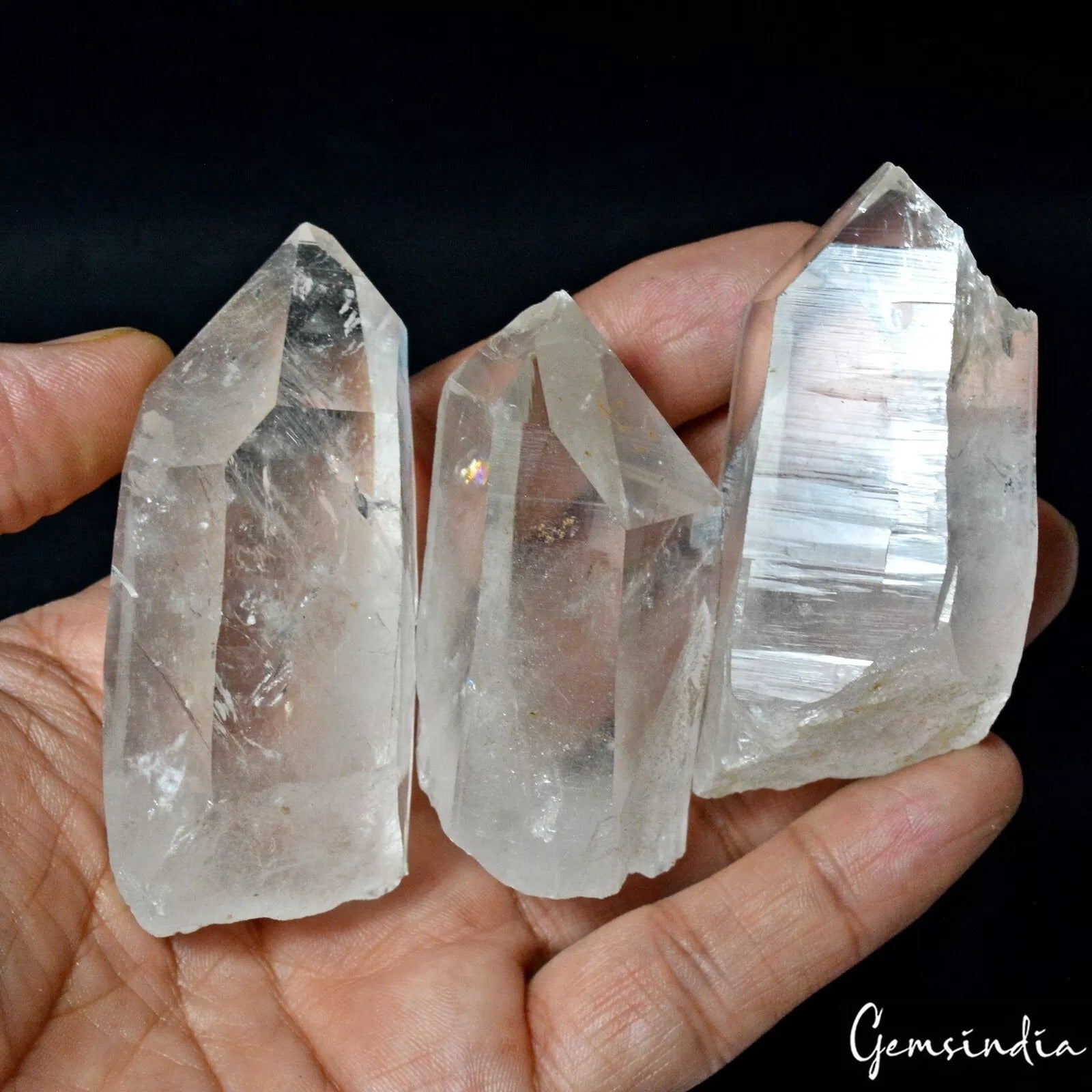 3 Pcs/1300 Ct. Natural Himalayan Quartz Point Mineral Rough Uncut Chakra Healing