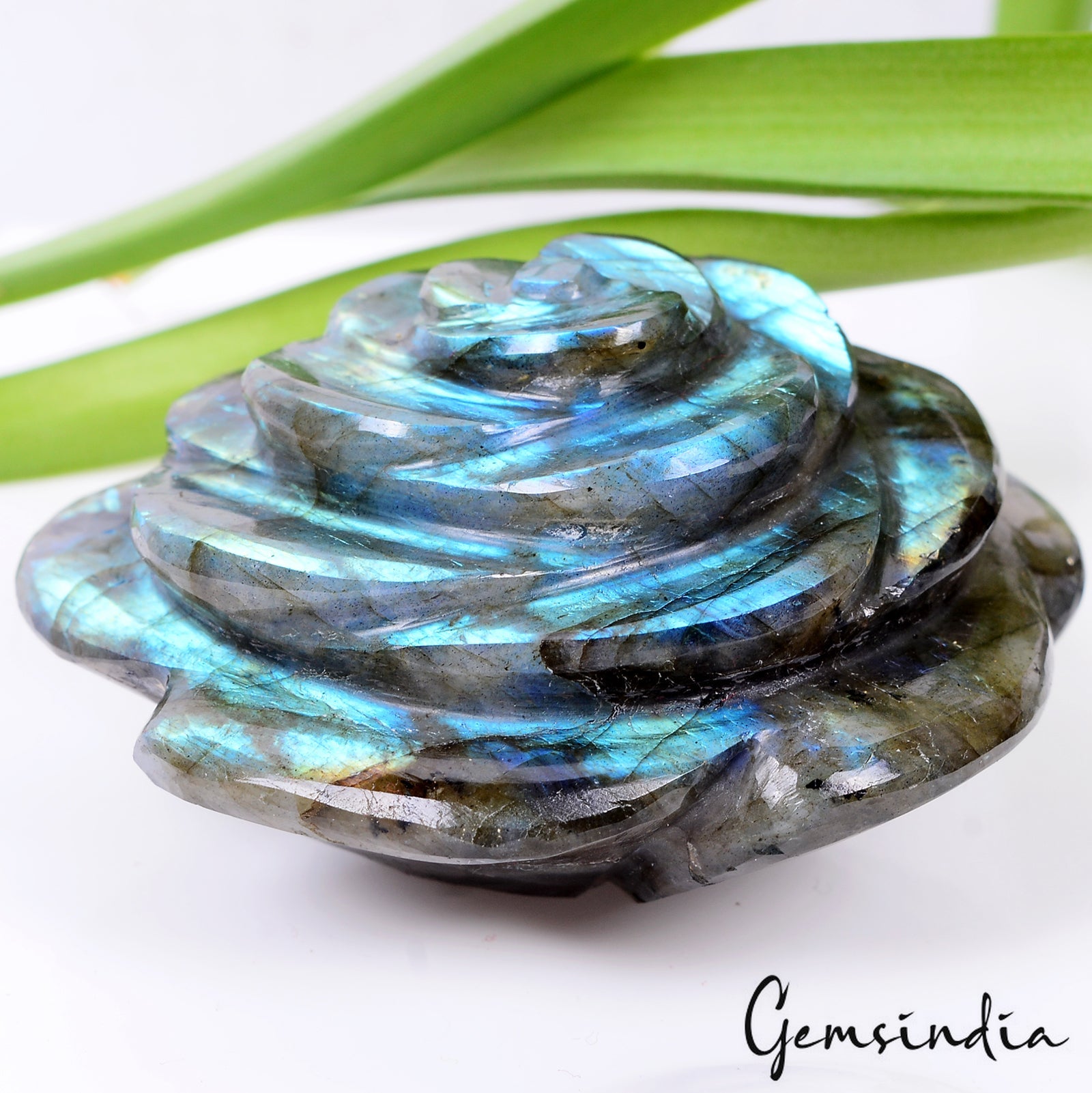 540 Cts Natural Labradorite Rose Carving Unique Decorative Huge Gemstone Piece