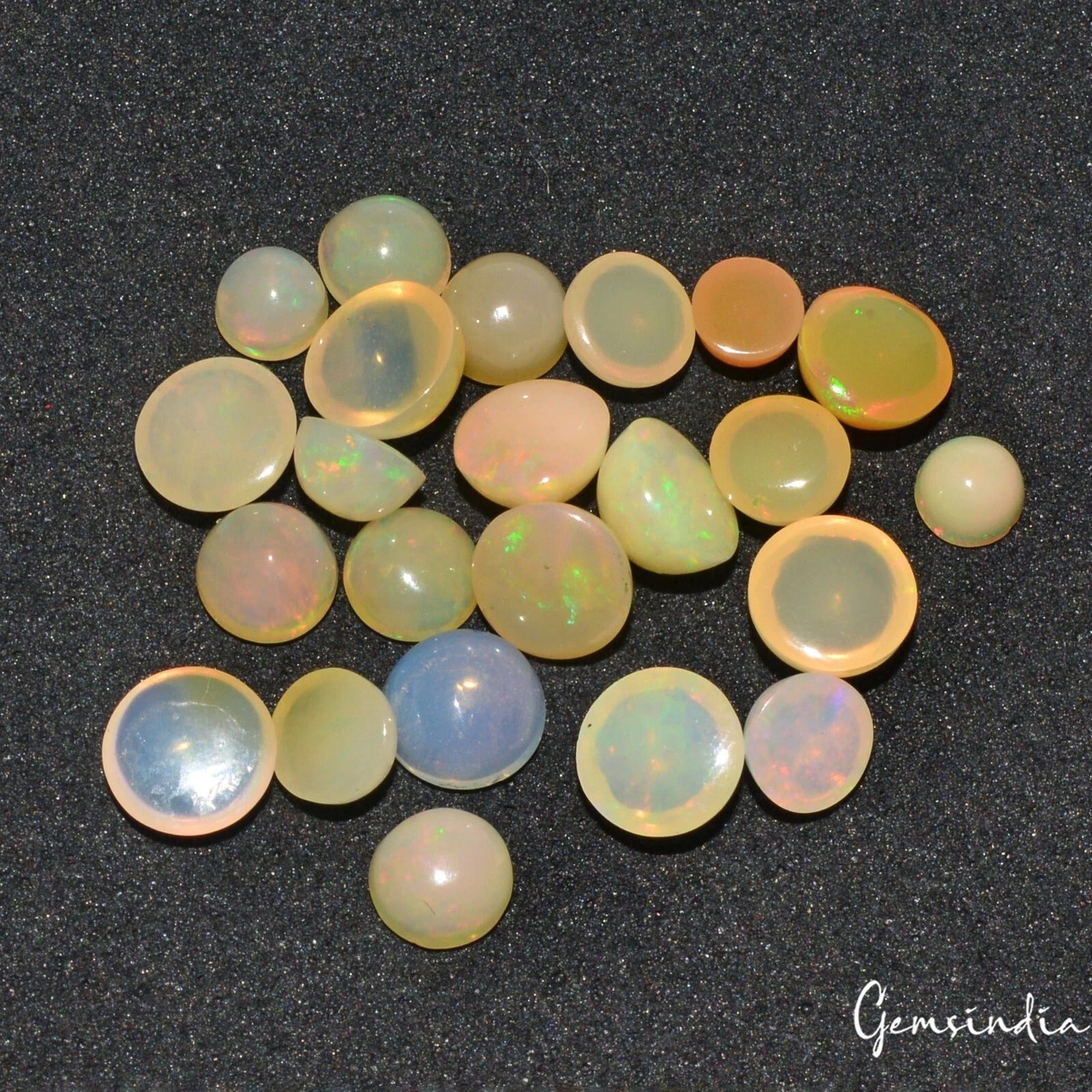 9 Cts/23 Pcs Natural Multi Fire Shine Australian Opal Round Cab 3-6mm Gems Lot