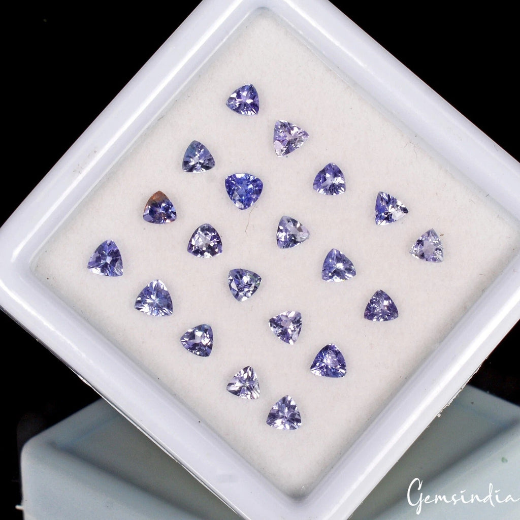 20 Pcs/3mm Stunning Blue Natural Tanzanite Trillion Cut Certified Loose Gemstone