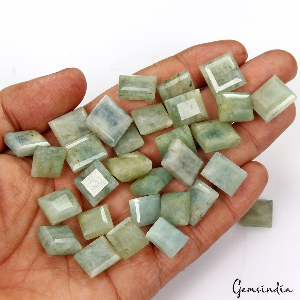 380 Cts/30 Pcs Natural Untreated Green Beryl Aquamarine Mix Cut Loose Gemstones