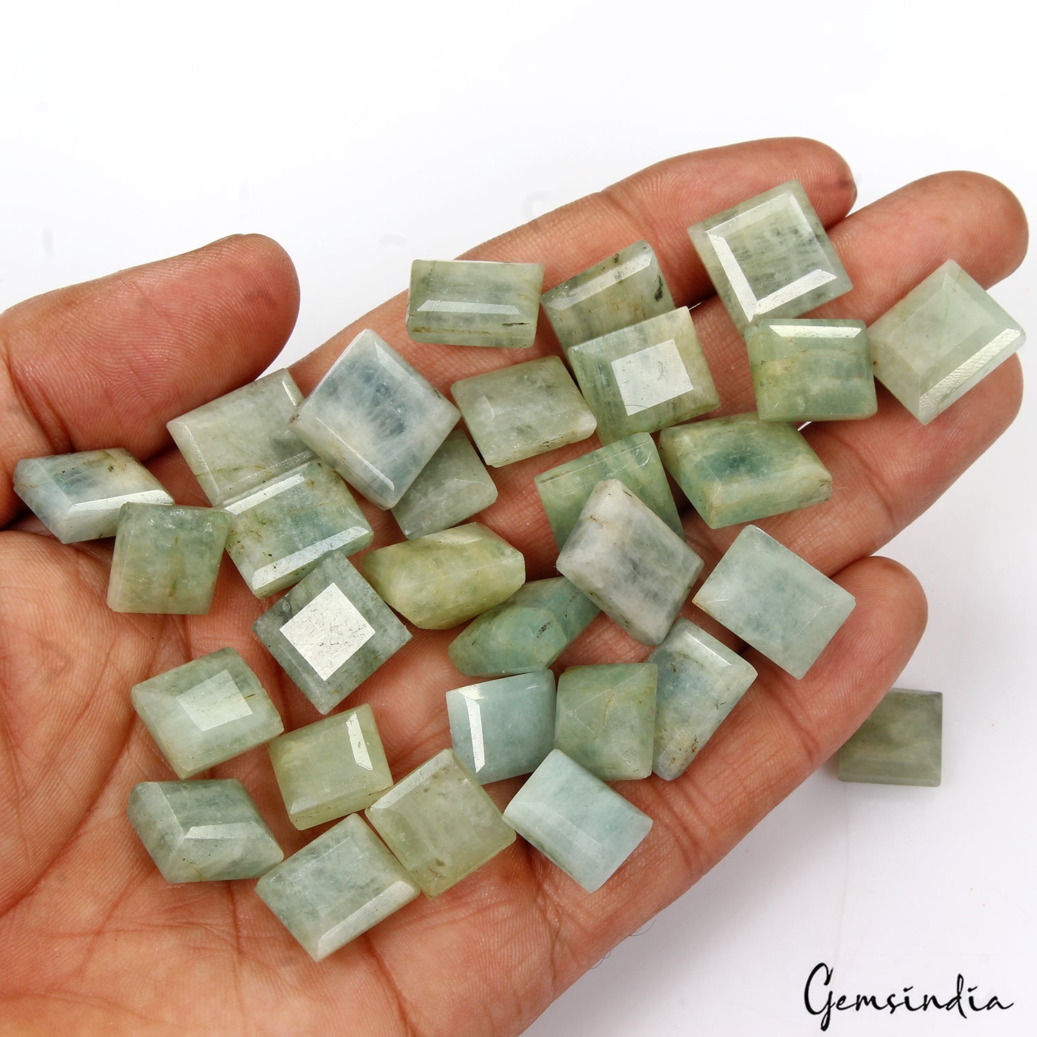 380 Cts/30 Pcs Natural Untreated Green Beryl Aquamarine Mix Cut Loose Gemstones