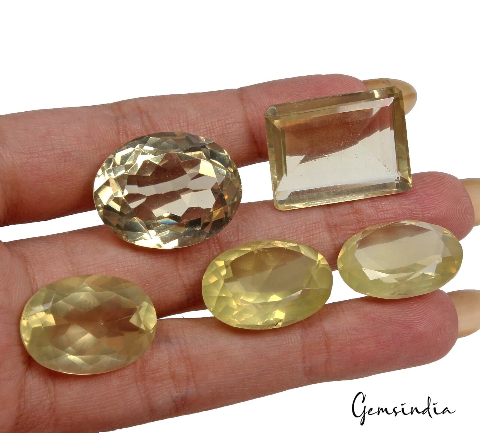 141.70Ct Natural Lemon Citrine Quartz Mix Cut 21-24mm Untreated Gemstones~ 5 Pcs