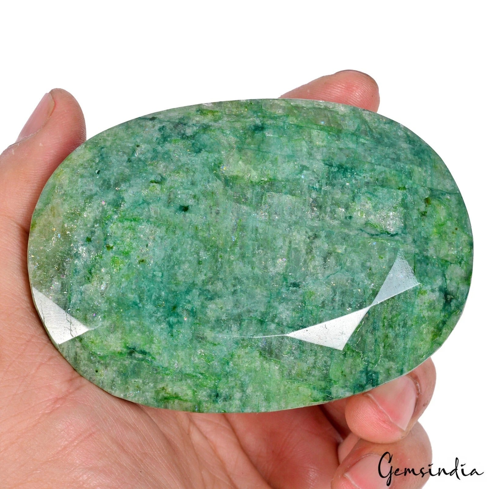 Brazilian Emerald Loose Gemstone, Color Enhanced, Green — 89x65x38 mm, 1800 Ct, Brazil